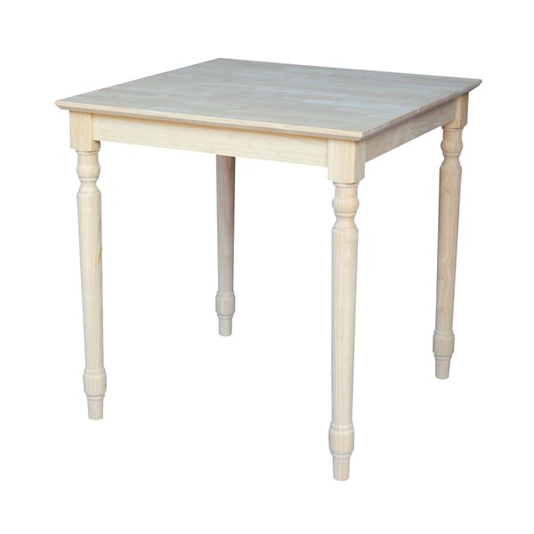 International Concepts Square Solid Wood Top Table, Turned Legs, Unfinished, 30 W, 30 L, 30 in H, Wood, Unfinished K-3030-330T - main